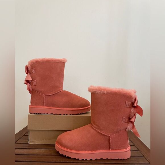 UGG Bailey Bow Satin Boots Clay Pot Women Size 7 - Picture 3 of 14